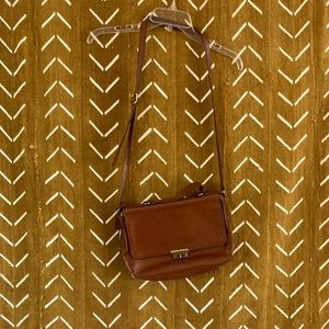 Chestnut brown Fossil crossbody briefcase style purse
